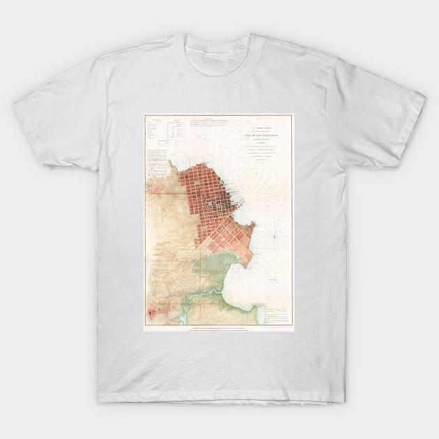 Vintage Map of San Francisco CA (1853) T-Shirt by Bravuramedia